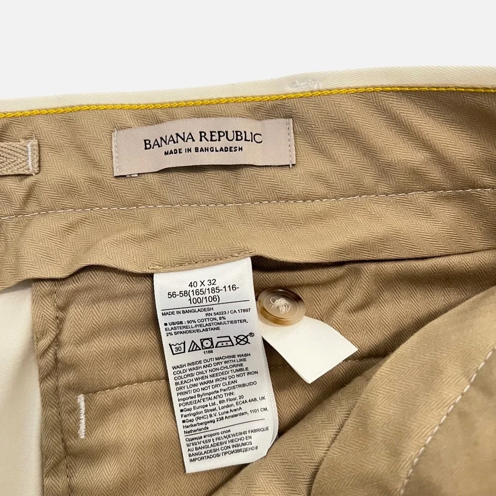 Banana Republic Rapid Movement Chino Slim 40x32 Off White Stretch Pants NWT